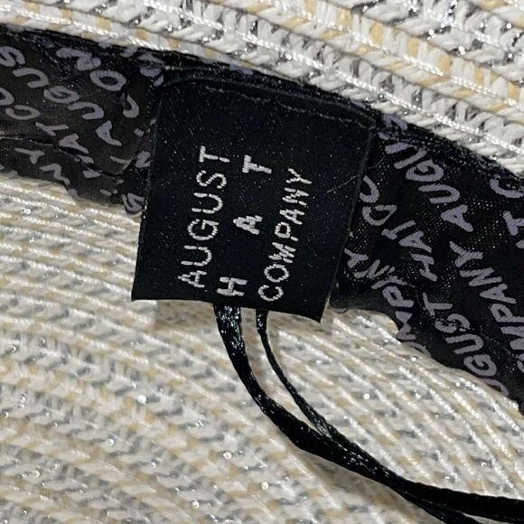August Hats company straw Hat with silver metallic leather belt large summer‎ main image 6